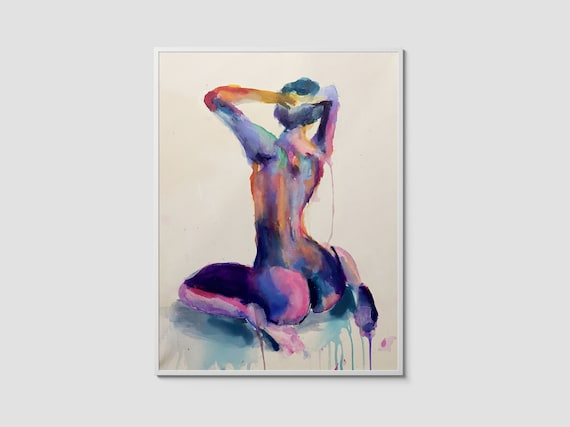 Erotic Wall Art | Sensual Figure Painting | Abstract Nude Decor | Colorful Body | Vivid Desire
