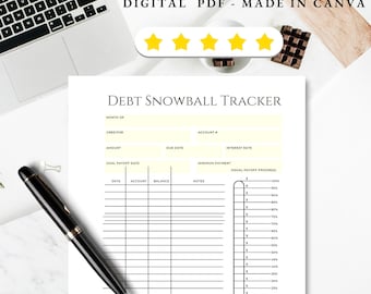 Debt Snowball Tracker: Financial Planner, Debt Payoff Log (PDF)