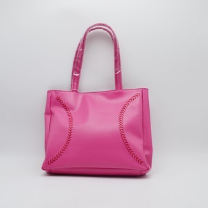 Leather Baseball Seam Purse Pink