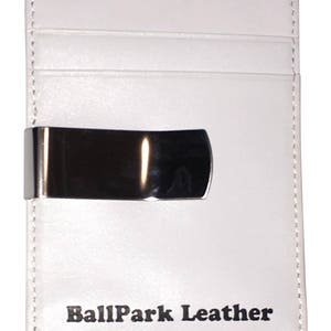 White Leather Baseball Seam Money Clip Wallet, Great baseball gift image 2