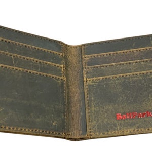 Handmade Brown Leather Baseball Wallet image 3