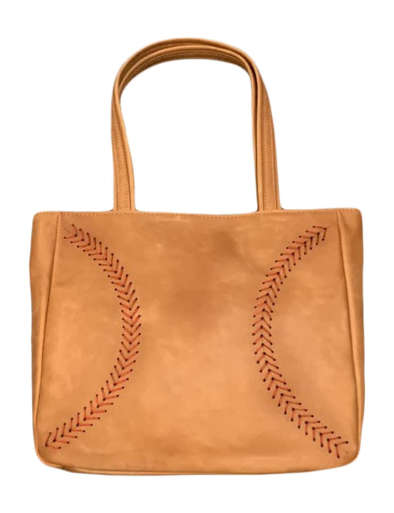 Tan Leather Baseball Purse image 1