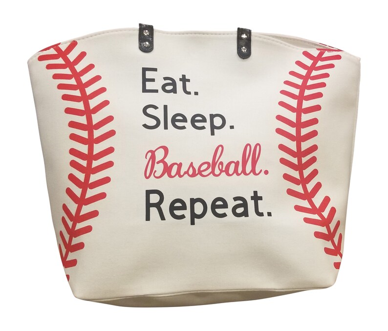 White Baseball Canvas Tote Bag Mom Sports Bag Etsy