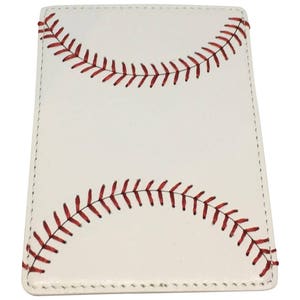 Leather Baseball Seam Front Pocket Wallet White