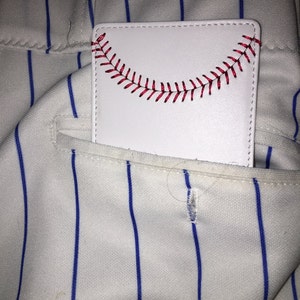 White Leather Baseball Seam Money Clip Wallet, Great baseball gift image 4