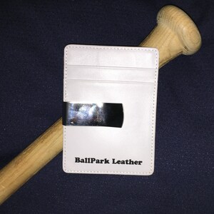 White Leather Baseball Seam Money Clip Wallet, Great baseball gift image 5