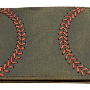 Handmade Brown Leather Baseball Wallet image 1