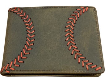 Cartera de béisbol de cuero marrón hecha a mano