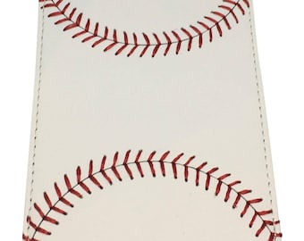 Blanc de Baseball couture argent Clip porte monnaie en cuir, cadeau idéal de baseball