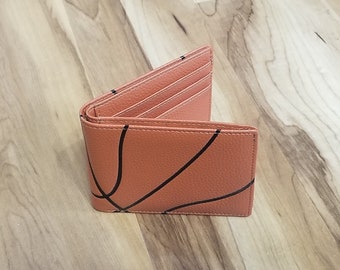 Handmade Leather Basketball Bifold Wallet