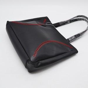 Schwarzes Leder Baseball Portemonnaie, Handtasche Bild 2