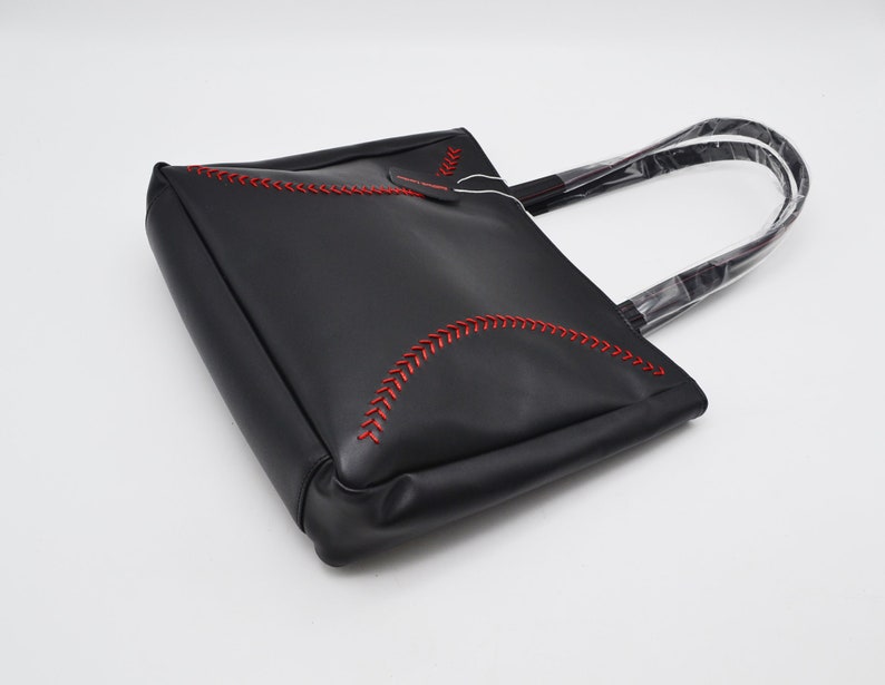 Schwarzes Leder Baseball Portemonnaie, Handtasche Bild 2