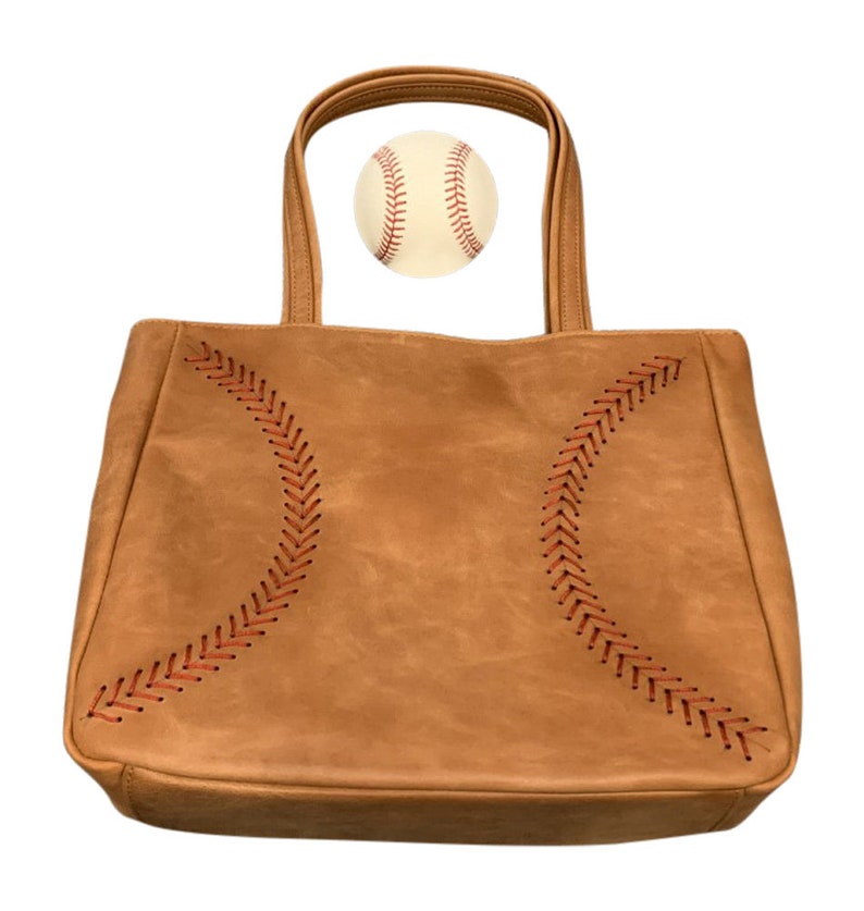 Tan Leather Baseball Purse image 2