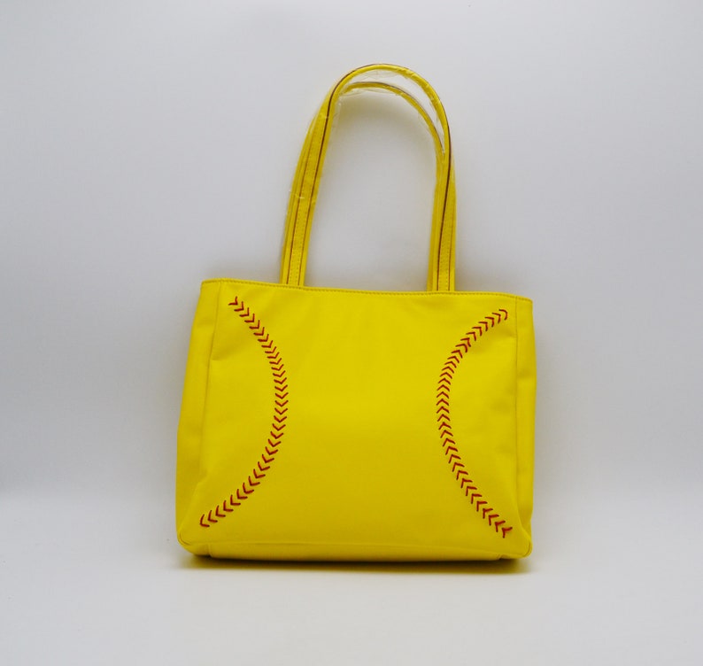 Leather Baseball Seam Purse Yellow