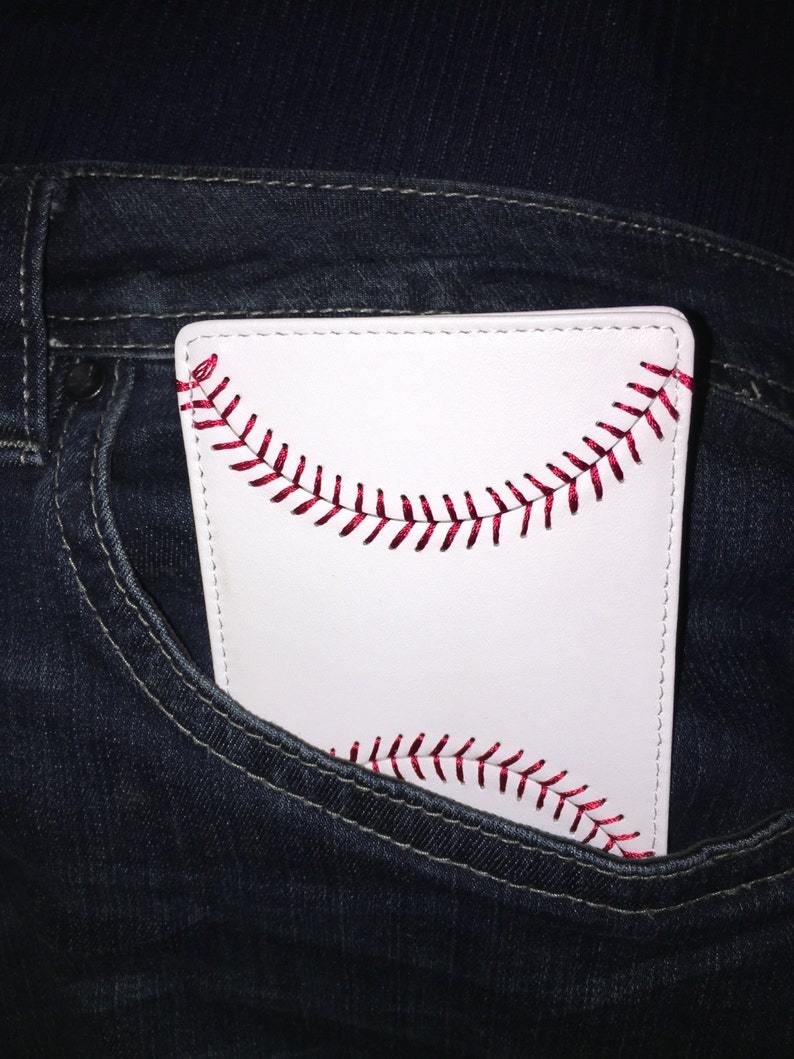 Leather Baseball Seam Front Pocket Wallet image 9