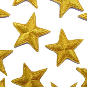Yellow star patches &gt; embroidered &gt; iron-on &gt; 1&quot; (25mm) across &gt; repair/decorate clothing or as reward patches (e.g. in martial arts clubs)