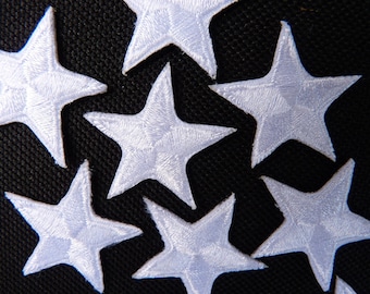 White star patches > embroidered > iron-on > 1" (25mm) from point to point > hand finished