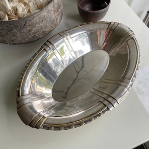 Rare 1920s French Art Deco Silver Plate Dish | ARGIT Silverware Manufacturer | Skyscraper Geometric Modernist Design
