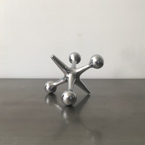 Vintage Bill Curry Style Chrome Jacks Jax Sculpture | Design Line | Bookend Doorstop | Mid Century George Nelson Eames Era