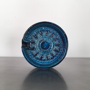 Vintage 1960s Bitossi Rimini Blue Ashtray | Aldo Londi Design | Key Dish Catchall Bowl | Italian Ceramic Raymor Modern