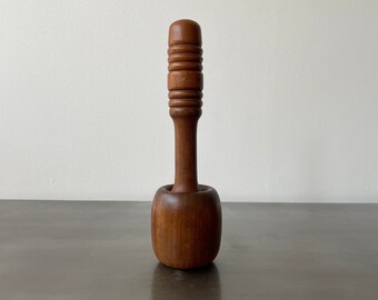 Mid Century Nissen Denmark Peppermill | Round Turned Teak Wood Pepper Mill Grinder | Peugeot Lion | Danish Scandinavian Design