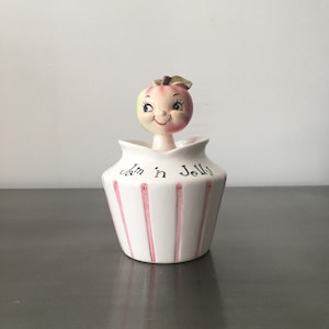 1950s Pixieware Apple Jam ‘n Jelly Jar Lefton // Anthropomorphic Applehead // Holt Howard Norcrest era // 1950s Kitsch Kitchenalia