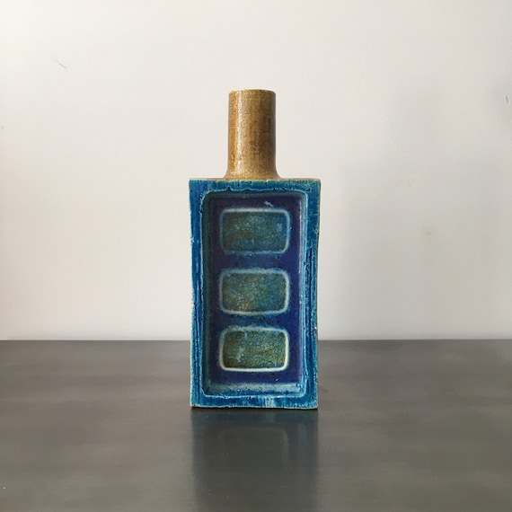 Vintage 1950s Bitossi Fish Decor Slab Vase | Fritte Series | Aldo