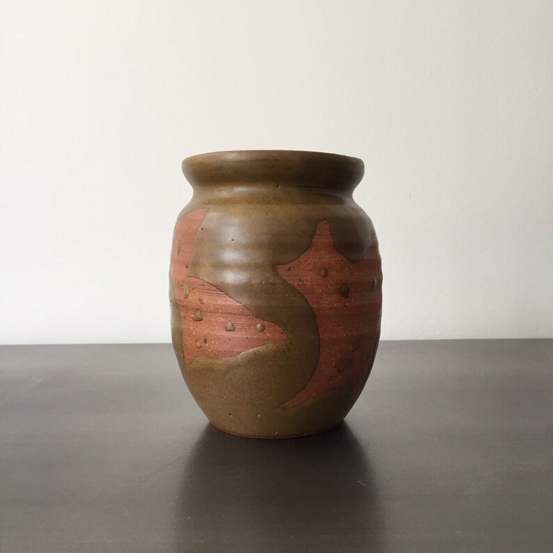 Mid Century Studio Pottery Signed Vase // Hand Thrown Ceramic // Moss ...