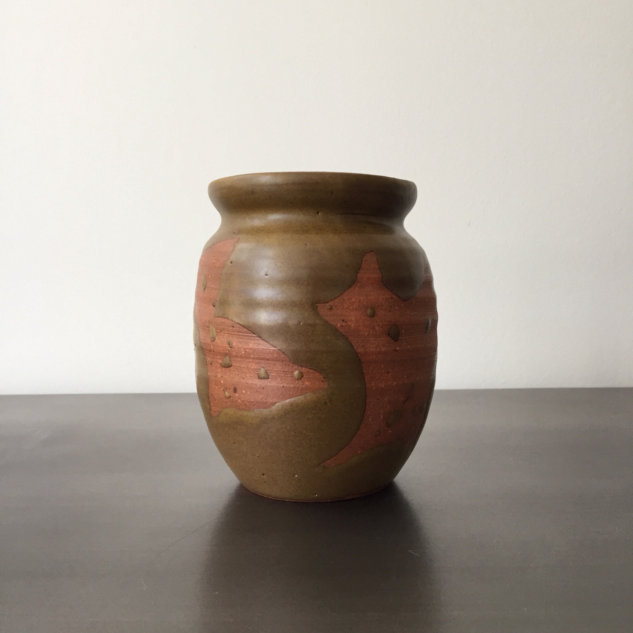 Mid Century Studio Pottery Signed Vase // Hand Thrown Ceramic // Moss ...