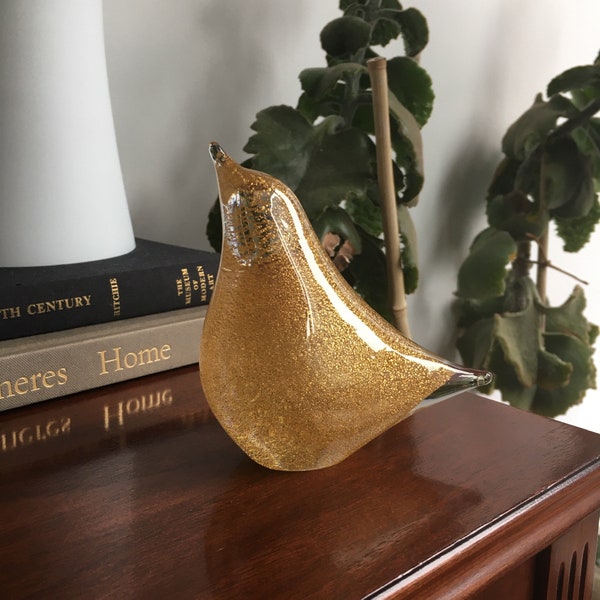 Mid Century Marcolin Sweden R1 Gold Art Glass Bird // Swedish Scandinavian Design // FM Konstglas Ronneby // Iittala Toikka Interest