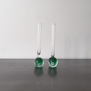 Mid Century Holmegaard Orkidé Vase // Per Lütken // Green Controlled Bubble Glass // Danish Modern Design