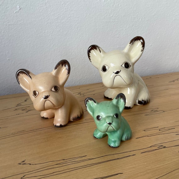 Vintage Sylvac Pottery Ceramic French Bulldog Dog Set of