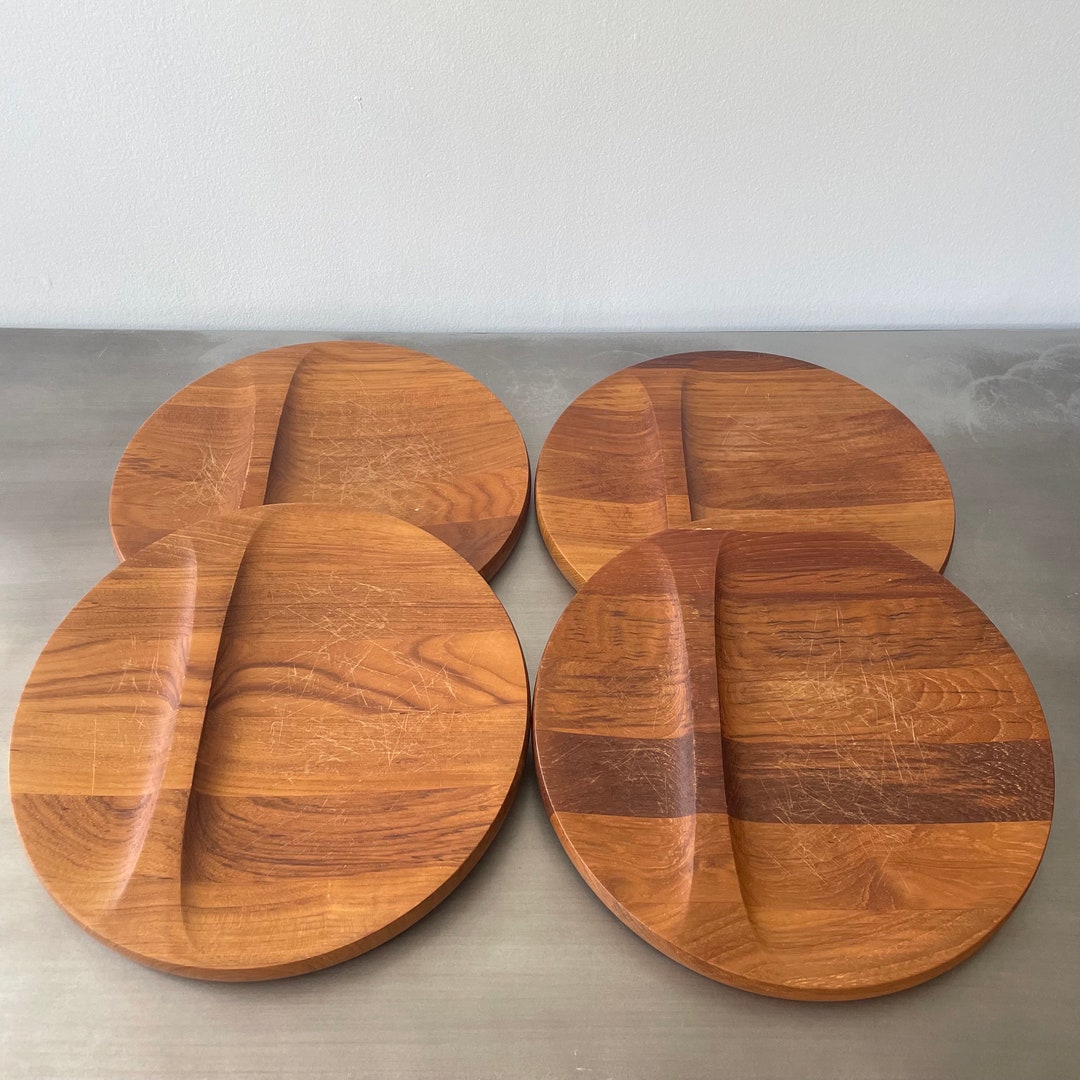 Lot de 12 assiettes de présentation effet bois