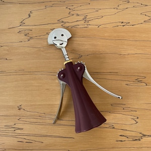 Vintage Alessi Anna G Corkscrew Burgundy and Chrome | Alessandro Mendini | Italian Design