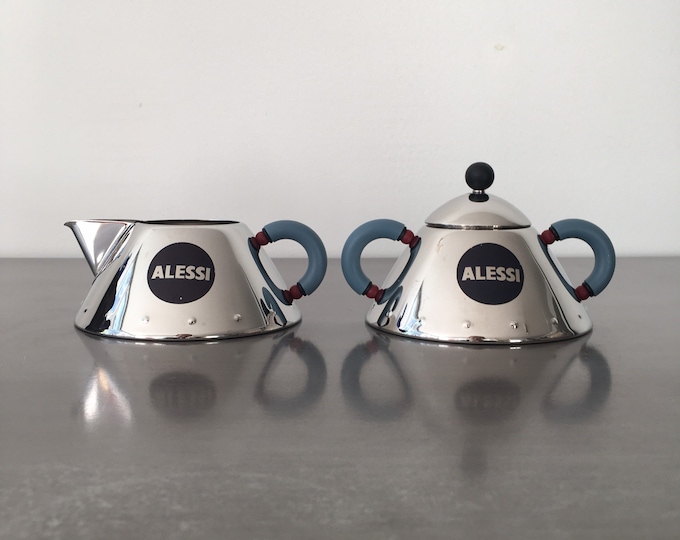 Vintage Alessi Sugar and Creamer Set // Michael Graves // Stainless