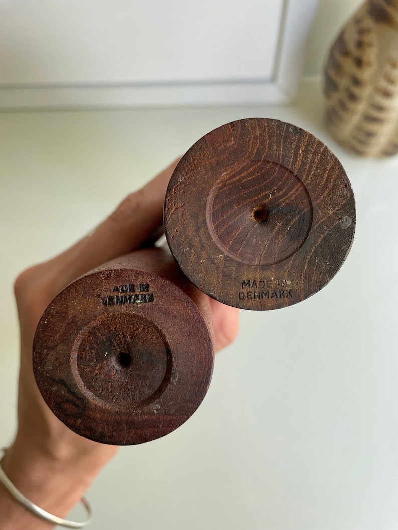 Mid Century Turned Wood Candlestick Pair | Set of Two (2) | Teak Wood ...