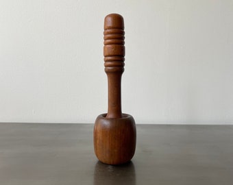 Mid Century Nissen Denmark Peppermill | Round Turned Teak Wood Pepper Grinder | Peugeot Lion | Danish Scandinavian Design