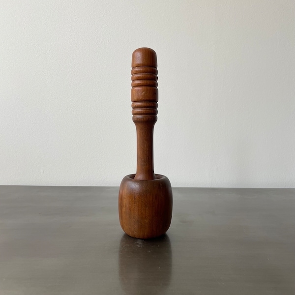 Mid Century Nissen Denmark Peppermill | Round Turned Teak Wood Pepper Grinder | Peugeot Lion | Danish Scandinavian Design