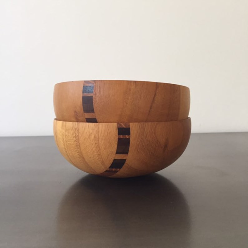 Vintage Turned Wood Bowls // Inlay Design // by J.B. Tyson oak Rainbow