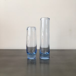Mid Century Holmegaard Labrador Vase Set | Per Lütken Design | Blue Akva Aqua Glass Series | Danish Scandinavian Modern
