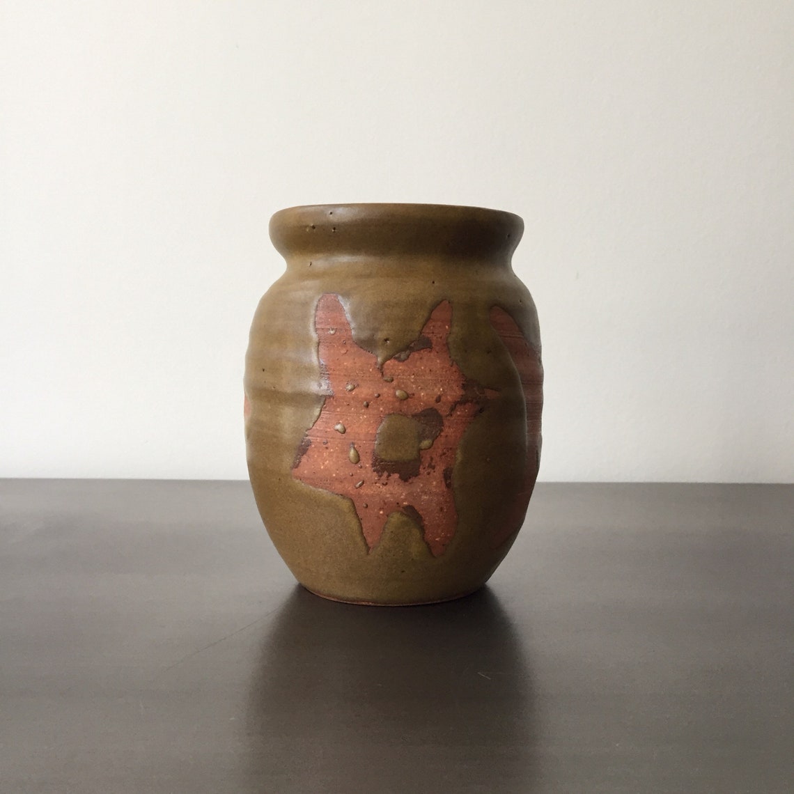 Mid Century Studio Pottery Signed Vase // Hand Thrown Ceramic // Moss ...
