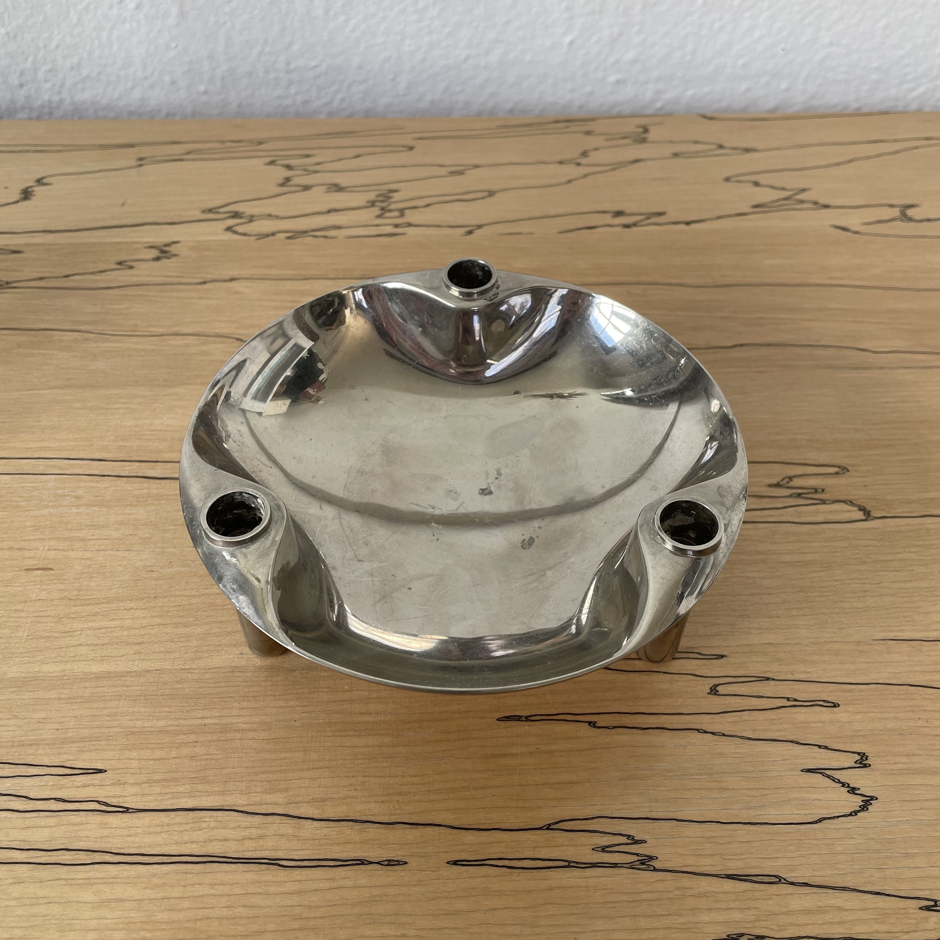 Vintage Chrome Nagel Modular Candleholders With Bowl Dish Vintage Chrome Nagel Modular Candleholders With Bowl Dish