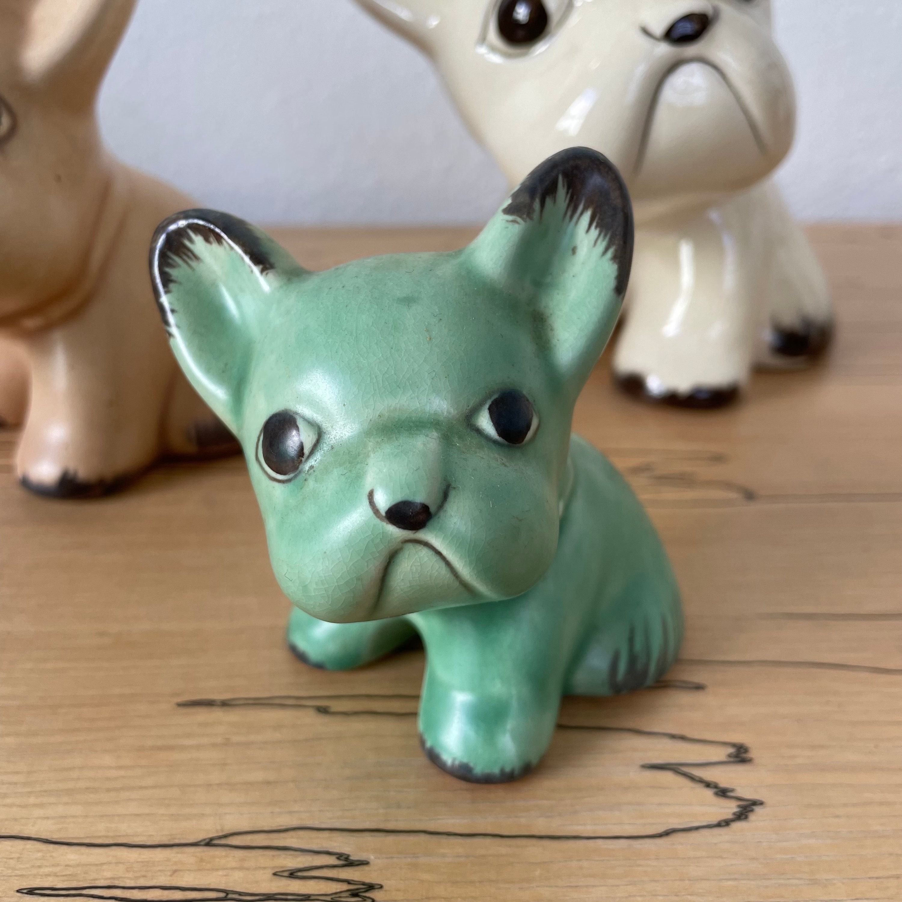 Vintage Sylvac Pottery Ceramic French Bulldog Dog Set of