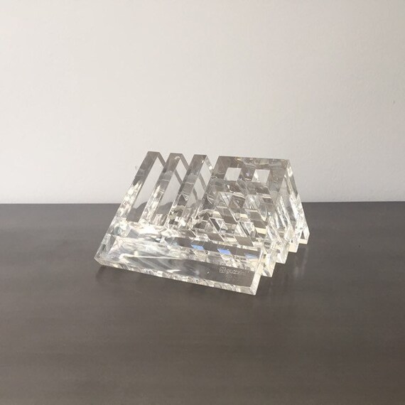 Vintage Clear Lucite Office Desk Organizer Guzzini Team Etsy