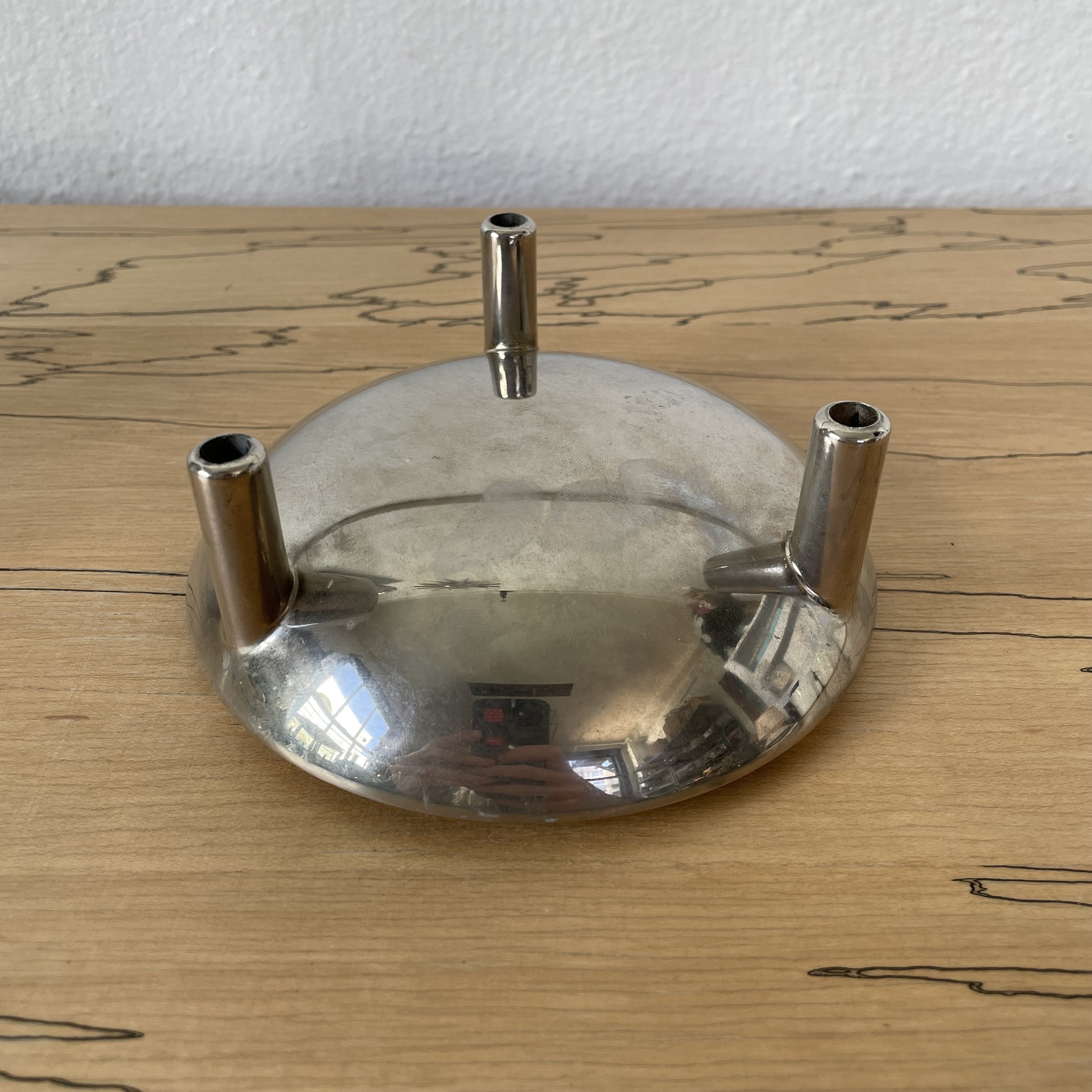 Vintage Chrome Nagel Modular Candleholders With Bowl Dish Vintage Chrome Nagel Modular Candleholders With Bowl Dish