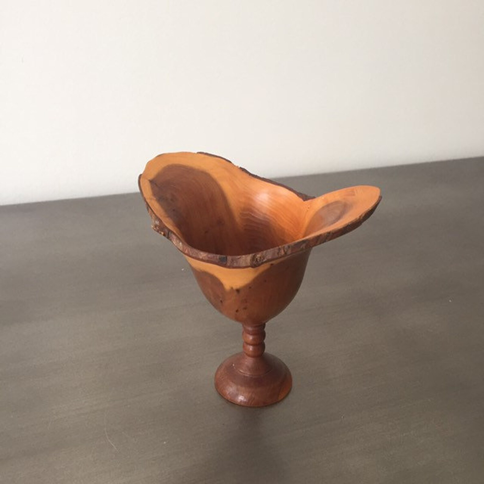 Vintage Turned Wood Vase Art Object // Nigel Wright // Pedestal Base