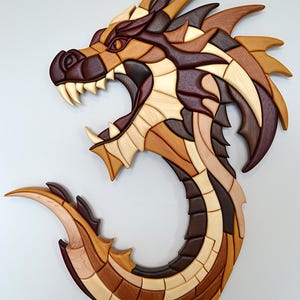 Dragon Intarsia Wood Pattern: Scroll Saw Art (PDF Download)