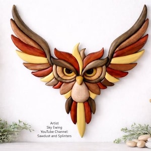 Funky Owl In Flight Intarsia Pattern - PDF Digital version Only