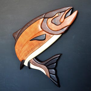 Coussin Poisson Réaliste Saumon Chinook - 90cm - Idée Cadeau Pêcheur - GABY