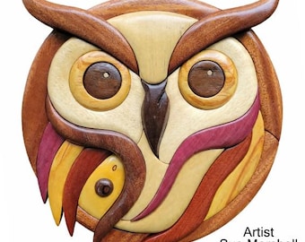 Owl - round majestic feel intarsia pattern - PDF Digital version Only